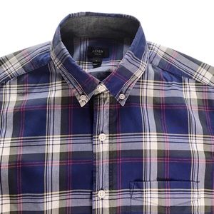J. CREW Men's Tartan Plaid Cotton Shirt S Button Down Collar Long Sleeves Preppy